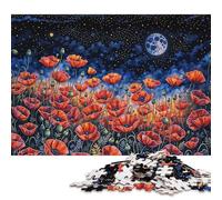 Puzzle da 1000 pezzi per adulti Campo di papaveri sotto il cielo notturno Puzzle quadrato per adulti e puzzle in legno Decorazioni per la casa Regali di Natale 1000 pezzi (75x50 cm)