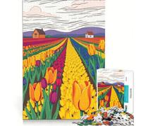 Puzzle da 1000 pezzi per adulti, campo di tulipani olandesi colorati, gioco educativo, difficile e stimolante, ideale come regalo 38x52cm