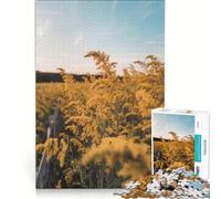 Puzzle da 1000 pezzi per adulti, Campo di verga d'oro al tramonto, gioco rilassante, taglio di precisione, adatto come decorazione da scrivania 38x52cm