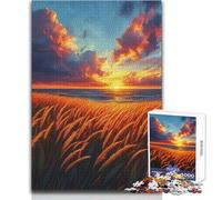 Puzzle da 1000 pezzi per adulti Campo dorato al tramonto in riva al mare Gioco per famiglie per migliorare la memoria per 14+ anni Gioco puzzle offerto (dimensioni 50x75cm)