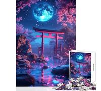 Puzzle da 1000 pezzi per adulti cancello giapponese illuminato dalla luna decorazione per la casa giocattoli regalo divertente gioco pratico stimolante intellettuale dimensioni 38x26cm