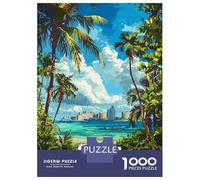 Puzzle Da 1000 Pezzi Per Adulti Cancun Mexico Tropical Beach Illustration Puzzle Per Adulti Gioco Per Famiglie Decorazione Da Parete Per Compleanno, Natale 70x50cm/1000pcs