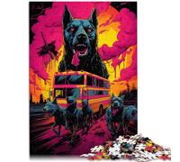Puzzle da 1000 pezzi per adulti cane accanto all'auto dei pompieri puzzle come regalo per alleviare lo stress vacanza a casa tempo ucciso 26 x 38 cm
