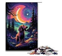 Puzzle da 1000 pezzi per adulti cane affascinante con orecchie pendenti sotto il cielo notturno idee regalo per giocattoli educativi intellettuali decompressivi 75x50 cm