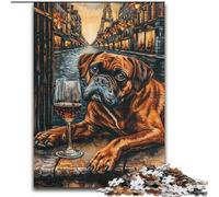 Puzzle da 1000 pezzi per adulti, cane Boxer che beve, perfetto per adolescenti, per rafforzare i legami familiari, rompicapo e regalo fai da te per la casa dimensioni 26x38cm