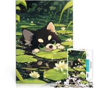 Puzzle da 1000 pezzi per adulti Cane carino nello stagno anime Giocattoli da gioco per regalo di famiglia gioco di sfida unico 38x26cm