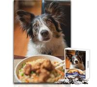 Puzzle da 1000 pezzi per adulti Cane che guarda il cibo Rilassati durante il tempo libero Taglio netto senza cuciture Giocattolo ad incastro Dimensioni 38x52cm