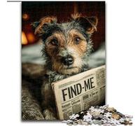 Puzzle da 1000 pezzi per adulti, cane che legge il giornale, puzzle in legno 50x75cm per amanti dei viaggi e coppie, giocattolo stimolante
