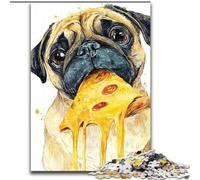 Puzzle da 1000 pezzi per adulti Cane che mangia pizza Puzzle perfetto per adolescenti, per rafforzare i legami familiari, rompicapo e regalo fai da te per la casa dimensioni 26x38cm