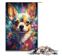 Puzzle da 1000 pezzi per adulti cane chihuahua psichedelico gioco educativo giocattolo opera d'arte regalo 1000 pezzi (38x26 cm)
