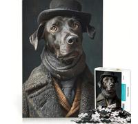 Puzzle da 1000 pezzi per adulti: cane con cilindro e abito elegante, gioco educativo, allena la mente e la mano, migliora l'amore tra le coppie 38x52cm
