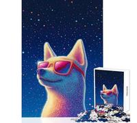 Puzzle da 1000 pezzi per adulti Cane con occhiali da sole contro le stelle Decorazione per la casa Giocattoli Regali per donne Uomini Gioco impossibile con pezzi completamente interconnessi di forma