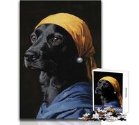Puzzle da 1000 pezzi per adulti Cane con turbante Gioco di precisione esatto per trascorrere un piacevole tempo libero Dimensioni 38x26cm