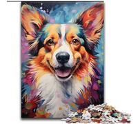 Puzzle da 1000 pezzi per adulti, cane Corgi colorato in legno, perfetto regalo di Natale e Capodanno, regalo di Natale 50x75cm per feste, compleanni e serate di giochi in famiglia