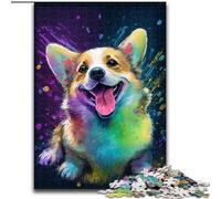 Puzzle da 1000 pezzi per adulti, cane Corgi, in legno, idea regalo per le feste, opera d'arte umoristica, opera d'arte dettagliata 50x75cm per compleanno, festa, Natale, Halloween