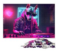 Puzzle da 1000 pezzi per adulti Cane Cyberpunk Dj Puzzle per famiglie Attività divertenti a casa Regalo di compleanno Regali da viaggio (Dimensioni 38x26 cm)