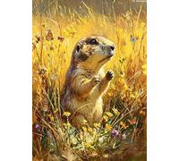 Puzzle da 1000 pezzi per adulti cane della prateria in flora dorata Un gioco impegnativo e sereno, calmo per gli amanti della natura Divertente arte da parete e idea regalo per la notte di famiglia 50