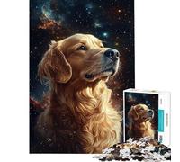 Puzzle da 1000 pezzi per adulti cane dorato nel cosmo puzzle per adolescenti stimola la memoria sfida educativa gioco unico 50x75cm