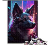 Puzzle da 1000 pezzi per adulti, cane husky punk in legno, idea regalo unica fai da te per la casa, 50x75cm, gioco rompicapo per adolescenti, regalo perfetto per le feste