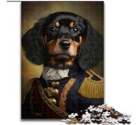 Puzzle da 1000 pezzi per adulti Cane in uniforme militare Puzzle in legno, interazione familiare e sfida mentale, sfida di attività per famiglie 1000 pezzi(50x75cm)