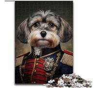 Puzzle da 1000 pezzi per adulti, cane in uniforme militare, puzzle in legno, interazione familiare e sfida mentale, sfida di attività per famiglie 1000 pezzi(50x75cm)