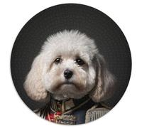 Puzzle da 1000 pezzi per adulti Cane in uniforme militare Puzzle rotondi da 1000 pezzi Rompicapo fai da te impegnativo per adolescenti 67,5x67,5 cm