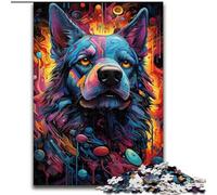 Puzzle da 1000 pezzi per adulti, cane meccanico colorato in legno, Capodanno, regalo di festa 50x75cm per gioco interattivo per famiglie