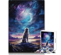 Puzzle da 1000 pezzi per adulti Cane nel cielo stellato Meraviglioso per le giornate di svago pigro Affidabile Giocattolo dal taglio aderente Dimensioni 50x75cm