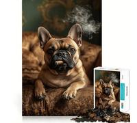 Puzzle da 1000 pezzi per adulti - Cane rilassato con sigaro - Gioco di precisione,divertente e stimolante,ideale per momenti di relax e svago,perfetto come regalo di compleanno o per hobby (38x52cm)