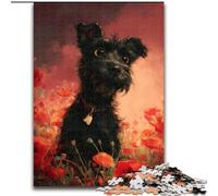 Puzzle da 1000 pezzi per adulti, cane Schnauzer tra i fiori, puzzle da 1000 pezzi fai da te, gioco di ingegno stimolante, attività interattiva per famiglie (dimensioni 50x75cm)