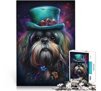 Puzzle da 1000 pezzi per adulti Cane Shih Tzu attraente Difficile da completare ma divertente e umoristico Decorazione della casa 75x50cm