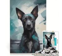 Puzzle da 1000 pezzi per adulti: cane tedesco dall'aria ribelle color verde acqua, gioco divertente, interazione genitore-figlio, ogni pezzo è unico 50x75cm