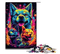Puzzle da 1000 pezzi per adulti cani feroci che si inseguono al tramonto gioco educativo per compleanno e Natale 75x50 cm
