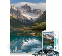 Puzzle da 1000 pezzi per adulti canoa sul lago con riflesso di montagna,pezzi ben definiti,gioco di abilità mentale,momento di relax e divertimento,scena natalizia (38x26cm)
