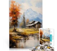 Puzzle da 1000 pezzi per adulti Capanna sul fiume Giocattolo educativo intellettuale decomprimente Adatto per la decorazione del desktop 52x38cm