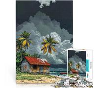 Puzzle da 1000 pezzi per adulti Capanna tropicale sotto le nuvole temporalesche Sollievo dallo stress Collezione di artisti, Belle arti 50x70cm