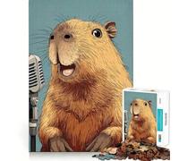 Puzzle da 1000 pezzi per adulti,capibara cantante con microfono,taglio netto,gioco di concentrazione,regalo,gioco per il tempo libero,scena natalizia (38x52cm)