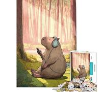 Puzzle da 1000 pezzi per adulti Capibara che ascolta musica nella foresta Attività divertenti da fare a casa per tutta la famiglia Gioco impossibile per maggiori di 14 anni del puzzle 50x75cm