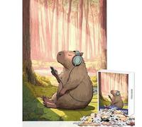 Puzzle da 1000 pezzi per adulti Capibara che ascolta musica nella foresta Giocattoli antistress Regali per donne Uomini Gioco educativo Interazione genitore-figlio Dimensioni 38x26cm