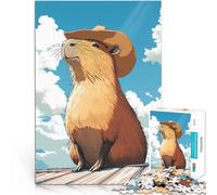 Puzzle da 1000 pezzi per adulti Capibara con cappello da cowboy Vacanza a casa: uccidere il tempo è ideale come regalo per tutta la famiglia 38x26cm