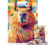 Puzzle da 1000 pezzi per adulti Capibara con carta igienica sulla testa Decorazione per la casa Giocattoli Opera d'arte Regalo Giochi per famiglie con poster abbinato e quiz Dimensioni foglio 50x75cm