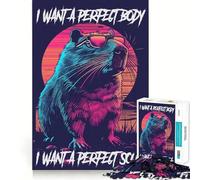 Puzzle da 1000 pezzi per adulti Capibara Corpo Perfetto Meme Taglio netto Artigianato Gioco di concentrazione Regalo Gioco per il tempo libero Scena di Natale Arte (38x52cm)