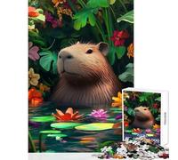 Puzzle da 1000 pezzi per adulti Capibara in uno stagno tropicale Decorazione per la casa Giocattoli Opera d'arte Regalo Gioco educativo Divertimento a casa Attività Dimensioni 50x75cm
