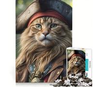 Puzzle da 1000 pezzi per adulti, Capitan Pirata Gatto, Gioco interattivo, Taglio di precisione, Regalo di compleanno, Regali, 50x75cm
