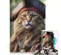 Puzzle da 1000 pezzi per adulti, Capitan Pirata Gatto, Gioco interattivo, Taglio di precisione, Regalo di compleanno, Regali, 38x26cm