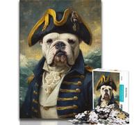 Puzzle da 1000 pezzi per adulti, Capitano pirata, Bulldog francese, aiuta il cervello a esercitare i giocattoli avvincenti per coltivare la pazienza, collezione di artisti, belle arti, 38x26cm