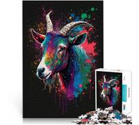 Puzzle da 1000 pezzi per adulti capre divertenti giochi 50 x 70 cm con pezzi completamente intrecciati a caso, per adolescenti dai 14 anni in su