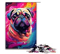 Puzzle da 1000 pezzi per adulti carlino nel cratere circondato da schizzi tantissimi puzzle colorati giochi rilassanti per famiglie antistress sfida difficile 75x50 cm