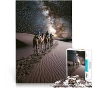 Puzzle da 1000 pezzi per adulti Carovana di cammelli sotto la Via Lattea Gioco a quiz con pezzi completamente interconnessi di forma casuale 52x38cm