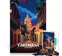 Puzzle da 1000 pezzi per adulti,Cartagena,Colombia,strada di notte,bordo fine,gioco cognitivo,giocattolo rilassante,decorazione natalizia da parete (38x52cm)
